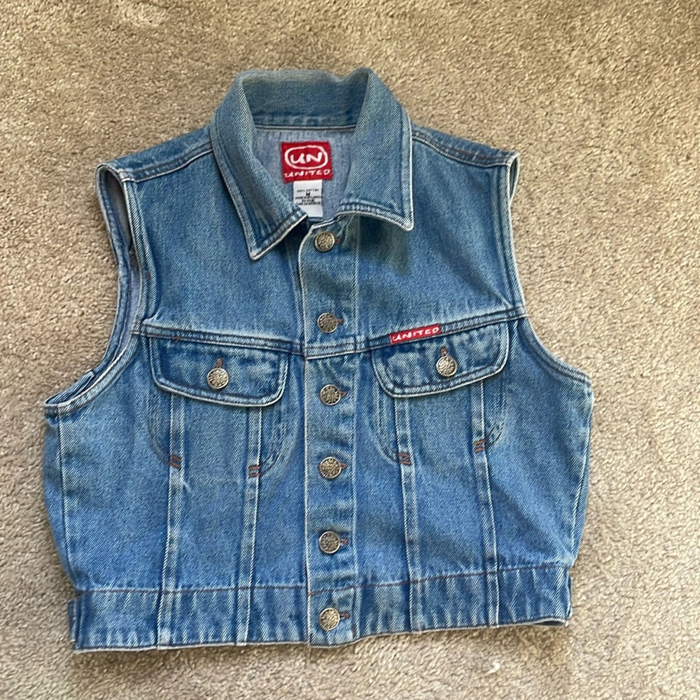 United Denim vest with collar size medium blue